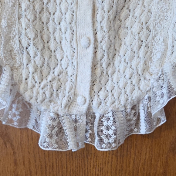 Zara Cream Lace-Trimmed Cardigan - Picture 2 of 8
